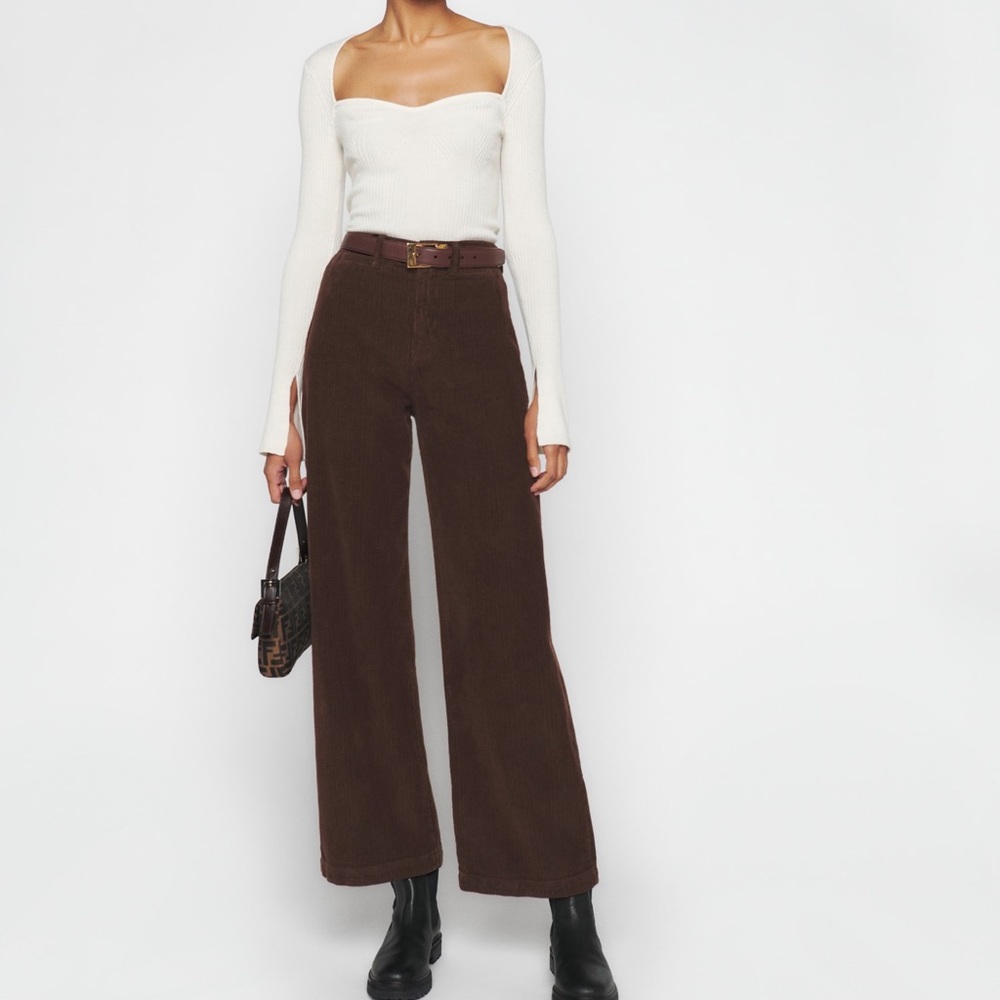 Reformation Logan high rise wide leg corduroy pant